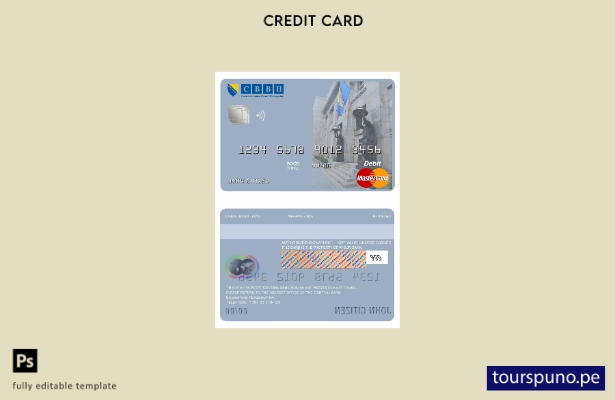 lista para imprimir la plantilla mastercard del Banco Central de Bosnia y Herzeg